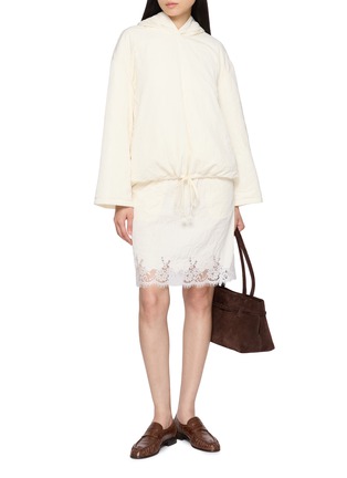 Figure View - Click To Enlarge - MS MIN - Lace Trim Crinkled Knee Length Skirt