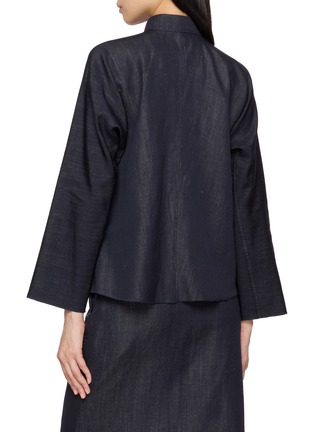 Back View - Click To Enlarge - MS MIN - Mandarin Collar Denim Textured Patchwork Jacket