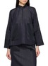 MS MIN Mandarin Collar Denim Textured Patchwork Jacket