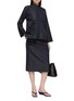 Figure View - Click To Enlarge - MS MIN - Mandarin Collar Denim Textured Patchwork Jacket