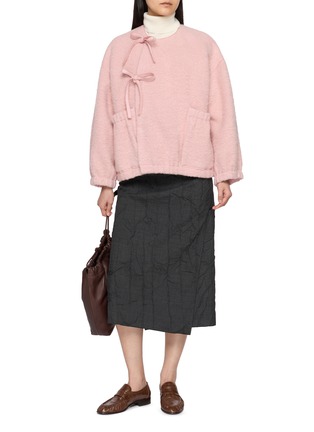 Figure View - Click To Enlarge - MS MIN - Cross Front Tie Up Cropped Jacket
