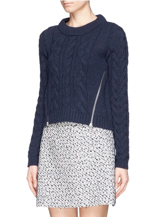 Front View - Click To Enlarge - SEE BY CHLOÉ - Virgin wool cable knit zip front sweater