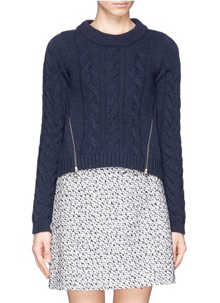 Main View - Click To Enlarge - SEE BY CHLOÉ - Virgin wool cable knit zip front sweater