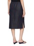 Back View - Click To Enlarge - MS MIN - Denim Textured Drawstring Straight Midi Skirt