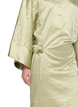  - MS MIN - Pleated Wide Sleeve Side Tie Maxi Dress