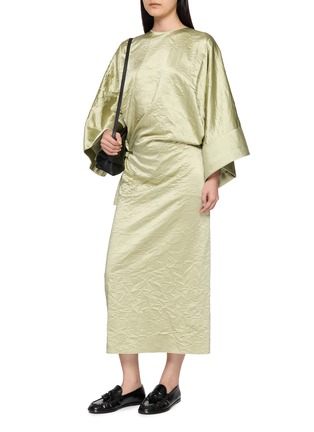 Figure View - Click To Enlarge - MS MIN - Pleated Wide Sleeve Side Tie Maxi Dress