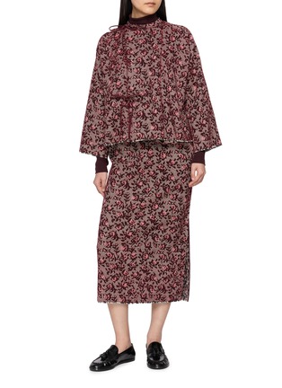Figure View - Click To Enlarge - MS MIN - Fluid Waist Cross Stich Jacquard Knit Midi Skirt 