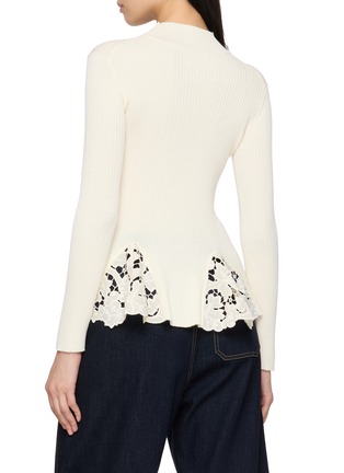 Back View - Click To Enlarge - MS MIN - Cutwork Panel Ribbed Knit Top
