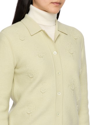  - MS MIN - Floral Crochet Collared Knit Cardigan