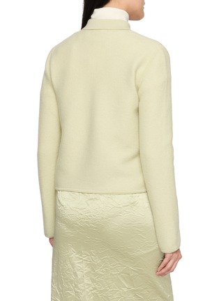 Back View - Click To Enlarge - MS MIN - Floral Crochet Collared Knit Cardigan