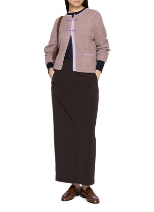 Figure View - Click To Enlarge - JOVENS - Contrast Trim Melange Knit Cardigan