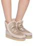 Figure View - Click To Enlarge - MOU - Eskimo 18 Sashiko Back Panel Leather Boots