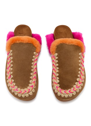 Detail View - Click To Enlarge - MOU - Winter Bio Overstitch Suede Mules