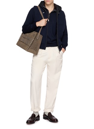 Figure View - Click To Enlarge - EQUIL - Layered Quarter Zip Collar Sweater