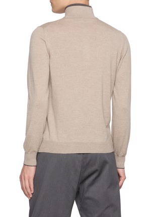 Back View - Click To Enlarge - EQUIL - Layered Quarter Zip Collar Sweater