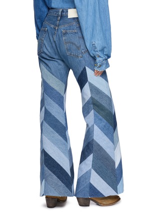 Back View - Click To Enlarge - E.L.V. DENIM - Farrah Chevron Patchwork Flared Jeans