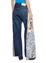 Back View - Click To Enlarge - E.L.V. DENIM - Freya Contrast Panel Wide Leg Jeans