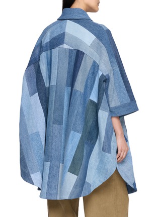 Back View - Click To Enlarge - E.L.V. DENIM - Celeste Belted Patchwork Denim Coat