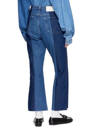 Back View - Click To Enlarge - E.L.V. DENIM - Two Tone Raw Hem Flared Jeans