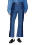 E.L.V. DENIM Two Tone Raw Hem Flared Jeans