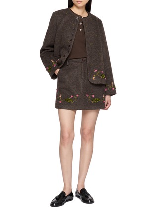 Figure View - Click To Enlarge - LAOWLA - Coffee Tree Embroidered Blazer Jacket