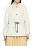 LAOWLA Drawstring Waist Embroidered Button Short Coat