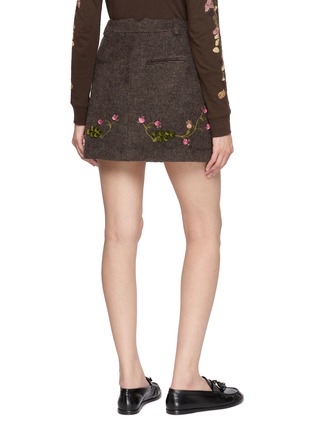 Back View - Click To Enlarge - LAOWLA - Coffee Tree Embroidered Mini Skirt