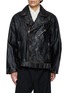 ANCELLM Aged Belted Biker Jacket