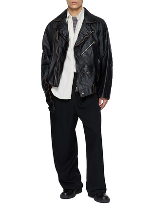 Figure View - Click To Enlarge - ANCELLM - Aged Belted Biker Jacket