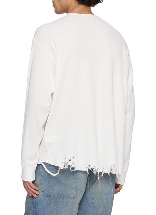 Back View - Click To Enlarge - ANCELLM - Damaged Waffle Crewneck T-Shirt