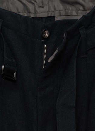 Detail View - Click To Enlarge - ANCELLM - Pleated Integrated Belt Wool Wide Leg Pants