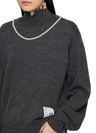  - MIHARA YASUHIRO - Faux Pearl Neckline Distressed Knit Sweater