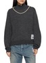 MIHARA YASUHIRO Faux Pearl Neckline Distressed Knit Sweater
