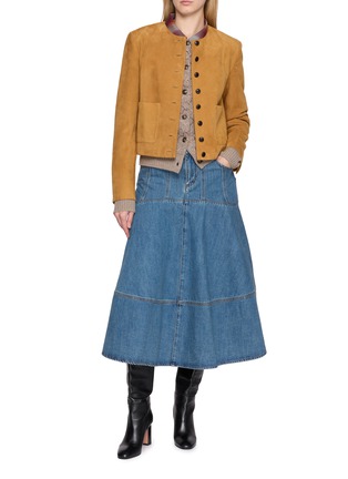 Figure View - Click To Enlarge - BOINIGAN - Flared Medium Wash Midi Skirt