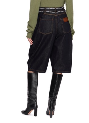 Back View - Click To Enlarge - BOINIGAN - Dark Wash Denim Wide Leg Midi Shorts