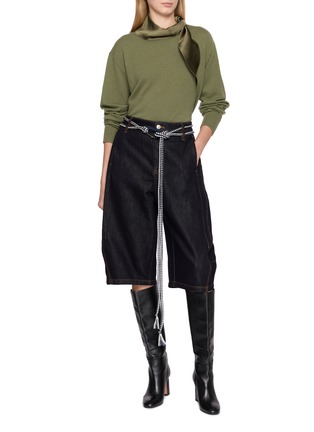 Figure View - Click To Enlarge - BOINIGAN - Dark Wash Denim Wide Leg Midi Shorts