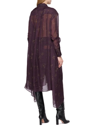Back View - Click To Enlarge - BOINIGAN - Star Patterned Asymmetric Drape Sheer Shirt Dress