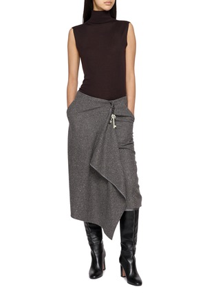 Figure View - Click To Enlarge - BOINIGAN - Draped Front Key Charm Midi Skirt