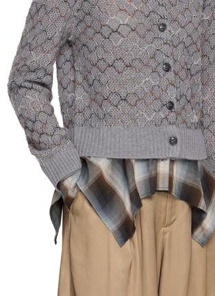  - BOINIGAN - Layered Check Ruffle Knit Cardigan