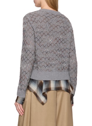 Back View - Click To Enlarge - BOINIGAN - Layered Check Ruffle Knit Cardigan