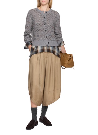 Figure View - Click To Enlarge - BOINIGAN - Layered Check Ruffle Knit Cardigan