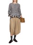 Figure View - Click To Enlarge - BOINIGAN - Layered Check Ruffle Knit Cardigan