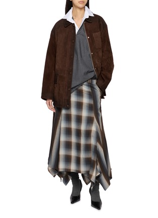 Figure View - Click To Enlarge - BOINIGAN - Check Weave Asymmetrical Maxi Skirt
