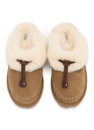 Detail View - Click To Enlarge - UGG - Coquette Stitch Suede Shearling Slides