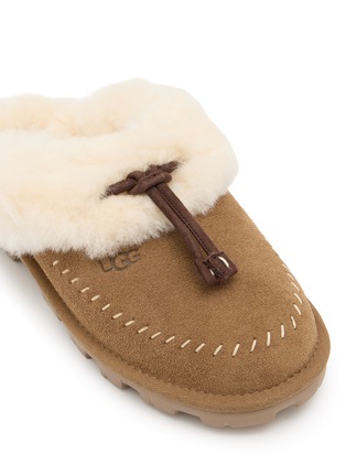 Detail View - Click To Enlarge - UGG - Coquette Stitch Suede Shearling Slides