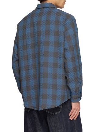 Back View - Click To Enlarge - NANAMICA - Long Sleeve Block Chequered Jacquard Shirt