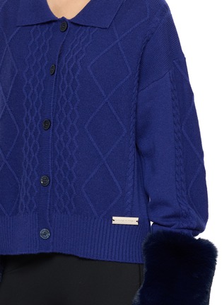  - IZAAK AZANEI - Faux Fur Cuff Cable Knit Cardigan