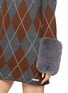  - IZAAK AZANEI - Argyle Print Faux Fur Cuff Knit Mini Dress