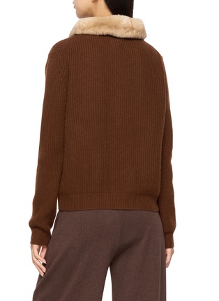 Back View - Click To Enlarge - IZAAK AZANEI - Fur Lined Half Zip Knit Sweater