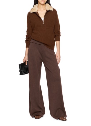 Figure View - Click To Enlarge - IZAAK AZANEI - Fur Lined Half Zip Knit Sweater